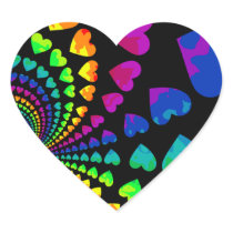 Retro rainbow hearts sticker