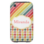 Retro Rainbow Houndstooth & Stripes iPhone3G casemate cases