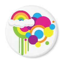 Retro Rainbow Magnet (White) by abigcitydreamer Retro Rainbow Magnet (White)