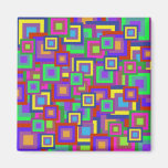 Retro Rainbow Squares Pattern Refrigerator Magnet