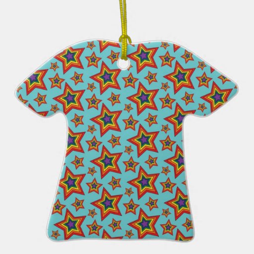 Retro Rainbow Stars Pattern Ornament