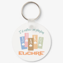 Retro Rather Play Euchre keychains