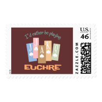 Retro Rather Play Euchre Postage Stamp