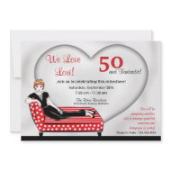 Retro Reclining Woman Birthday Invitation invitation