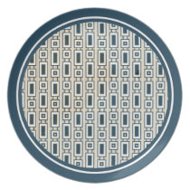 Retro Rectangles Plate - Blue plates