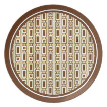 Retro Rectangles Plate - Brown plates