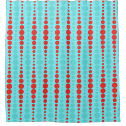 Retro Red and Turquoise Dots Shower Curtain