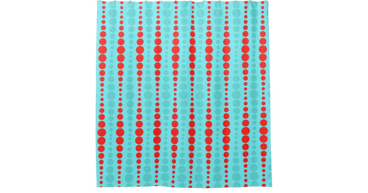 Retro Red and Turquoise Dots Shower Curtain Zazzle