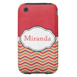 Retro Red & Aqua Chevron Personalized iPhone3G casemate cases