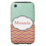 Retro Red & Aqua Chevron Personalized iPhone3G casemate cases