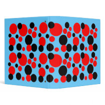 Retro Red & Black Bubble Dots on Blue binders by JuJuGarden Retro Red & Black Bubble Dots on Blue binders