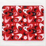 Retro Red Black & White Starburst Boomerang Mouse Pads