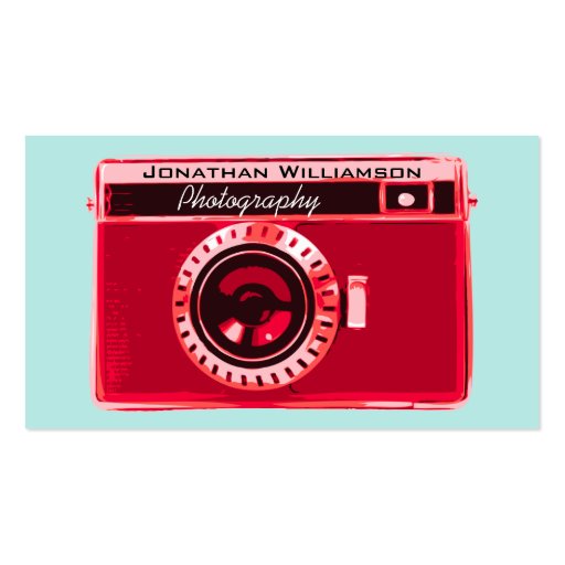 Retro Red Camera Photography Business Cards (front side)