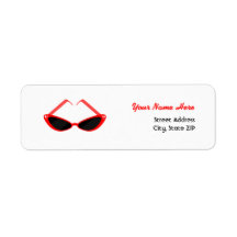 Retro Red Cat Eye Sunglasses Custom Return Address Label