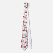 Retro Red Cherry Squares Funky Groovy Pattern Tie