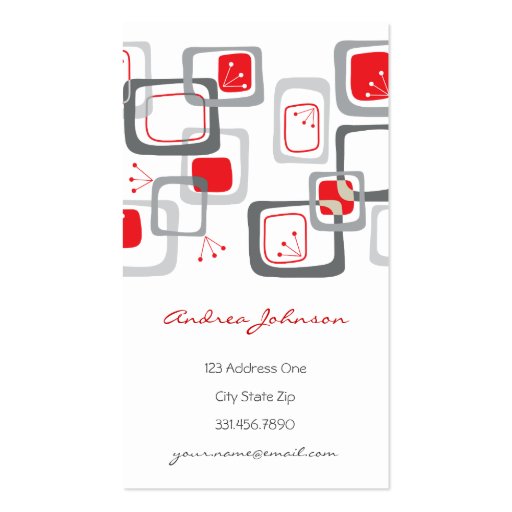 Retro Red Cherry Squares Groovy Funky Profile Card Business Card Templates