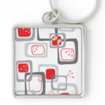 Retro Red Cherry Squares Keychain keychains