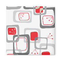 Retro Red Cherry Squares Magnet