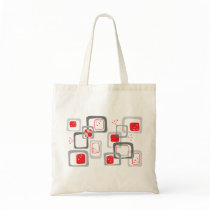 Retro Red Cherry Squares Pattern Custom Tote Bag by fat_fa_tin Retro Red Cherry Squares Pattern Custom Tote Bag