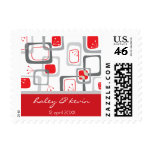 Retro Red Cherry Squares Save The Date Postage stamps