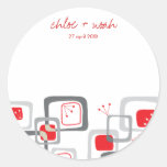 Retro Red Cherry Squares Thank You Gift Sticker stickers