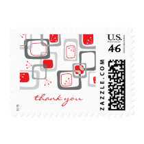 Retro Red Cherry Squares Thank You / RSVP Postage postage by fat_fa_tin Retro Red Cherry Squares Thank You / RSVP Postage postage