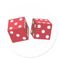 Retro Red Dice Round Stickers