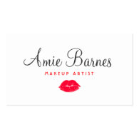 Retro Red Kissing Lips Makeup Artist White Beauty Business Card