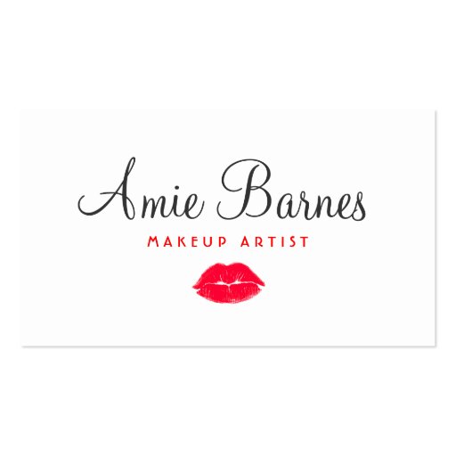Retro Red Kissing Lips Makeup Artist White Beauty Business Card (front side)