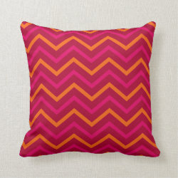 Retro Red Orange Hot Pink Chevron Zig Zag Pattern Throw Pillow