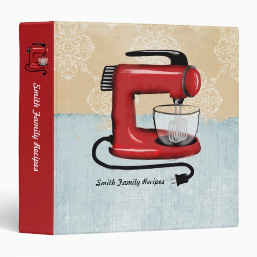 Retro red stand mixer baking recipe cookbook binde 3 ring binder Zazzle