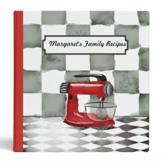 Retro red stand mixer baking recipe cookbook binde binder