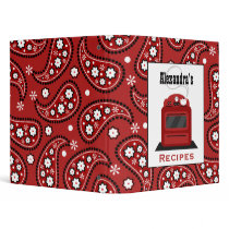 Retro Red Stove & Paisley Kitchen Recipe Binder