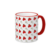Retro Red Strawberry and Flower Pattern mugs