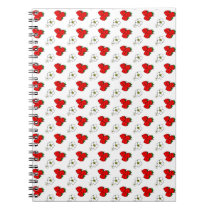 Retro Red Strawberry and Flower Pattern notebooks