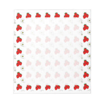 Retro Red Strawberry and Flower Pattern notepads