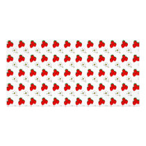 Retro Red Strawberry and Flower Pattern Personalized Photo Card