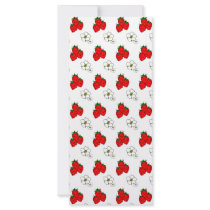 Retro Red Strawberry and Flower Pattern Custom Rack Card