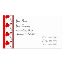 Retro Red Strawberry and Flower Pattern Template business cards