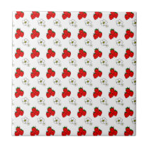 Retro Red Strawberry and Flower Pattern tiles