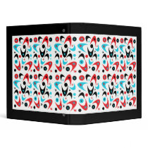 Retro Red Turquoise Black Boomerang binders by JuJuGarden Retro Red Turquoise Black Boomerang binders