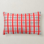 Retro red white black plaid pattern pillow