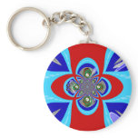 Retro red white blue turntable design key chain