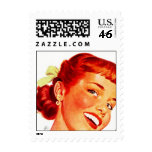 Retro Redhead - LOL Happy Lady Gal Stamps