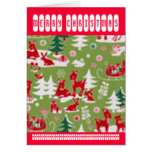 Retro Reindeer Romp Greeting Card