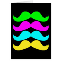 Retro RGB Fluo Moustaches Greeting Card