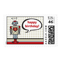 Retro Robot Birthday Party Custom Stamps / Postage