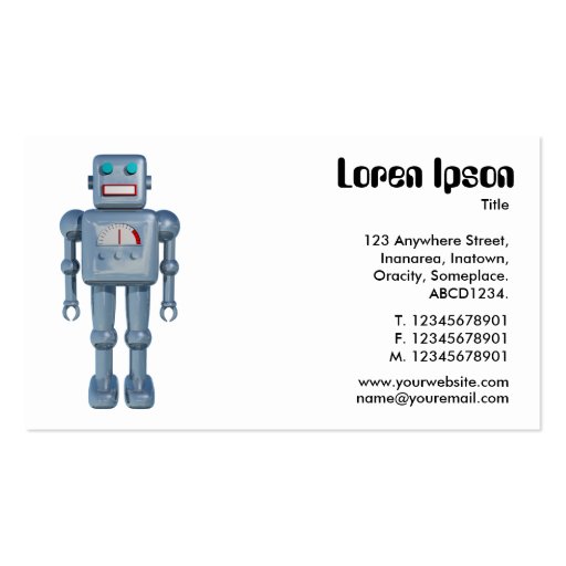 Retro Robot - Blue (Alternating Sides) Business Card Templates (back side)