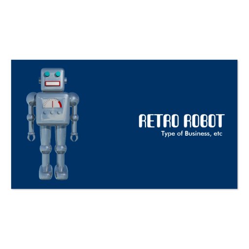 Retro Robot - Blue (Alternating Sides) Business Card Templates (front side)