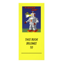 RETRO ROBOT BOOKMARKS 2 CUSTOMIZED RACK CARD